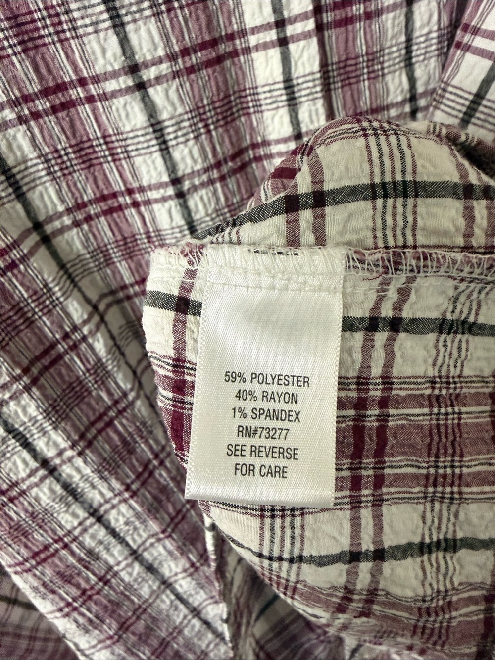 Women’s Coldwater Creek Short-Sleeve Plaid Shirt - Burgundy & White - Picture 5 of 5